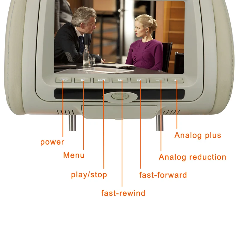 7/9/10.1inch HD LED Clip on Active Car Headrest Monitor with DVD Player Function