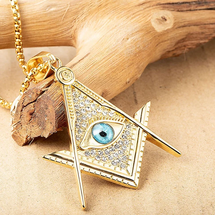 Marlary Latest Fashion Charming Masonic Designs Zircon Diamond Eye Pendant Wholesale Steel Masonic Pendant
