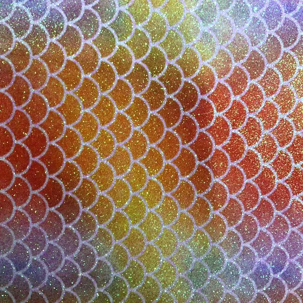 2018 new design pu leather material with rainbow mermaid glitter fabric