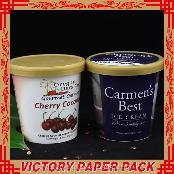 
High quality paper material 16oz ice cream cups with Plastic lid 