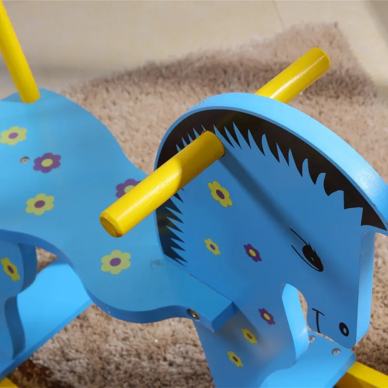 Safe Eco-friendly Wooden Rocking Horse Baby Kids Outdoor Riding Horse Toy