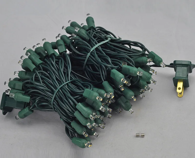 IP68 33ft 100 светодиоды 10 м Мини 5 мм UL 22AWG зеленый провод впрыска Водонепроницаемые светодиодные гирлянды