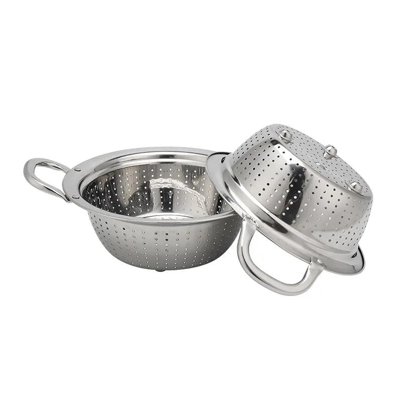 
Metal Colander Basket Fruit Vegetable Pasta Drain Strainer Stainless Steel Colander With Handles 