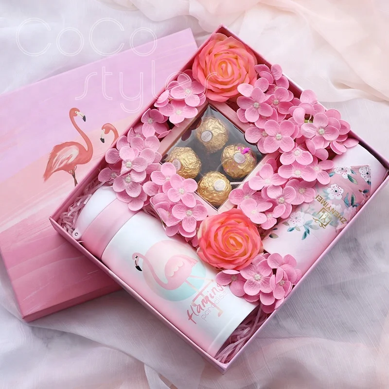 Cocostyles bespoke romantic lovely pink gift box with thermos gift sets for charm women unique gift ideas birthday present