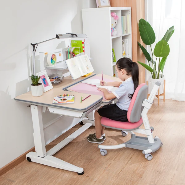 Double lift system sit and stand children table desk