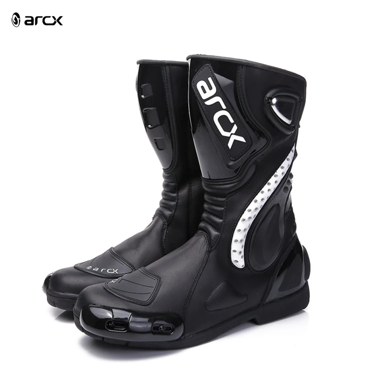 ARCX Men Leather Motorcycle Boots Professional Knee High Motorbike Racing Sports Shoes