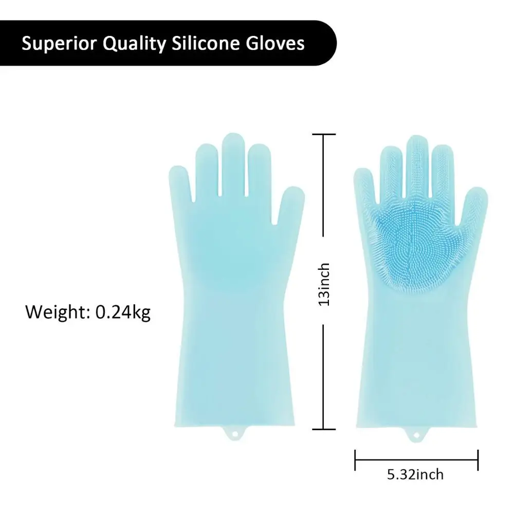Upgraded kitchen magic silicone dish washing gloves for washing dishes