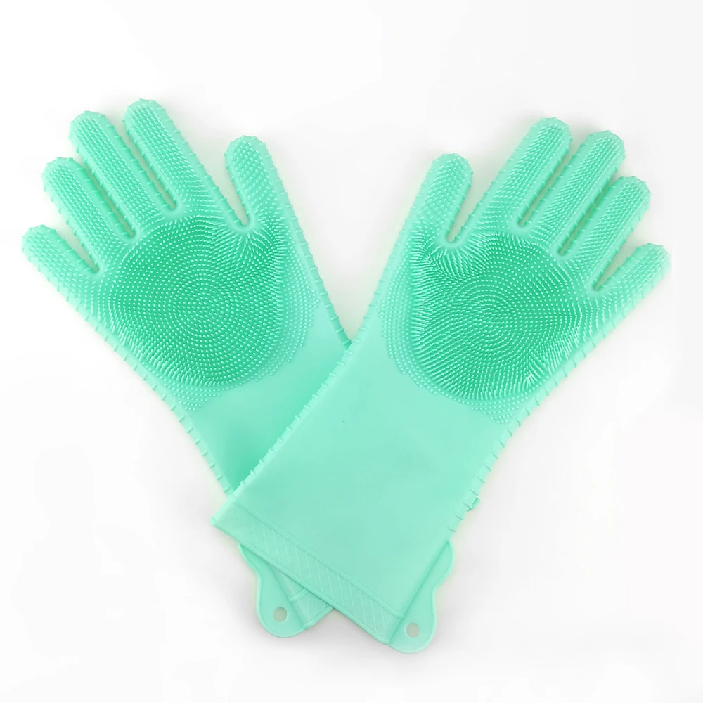 Household Silicone Cleaning Gloves Brush- KItchen Dishwashing Hand Scrubber Gloves