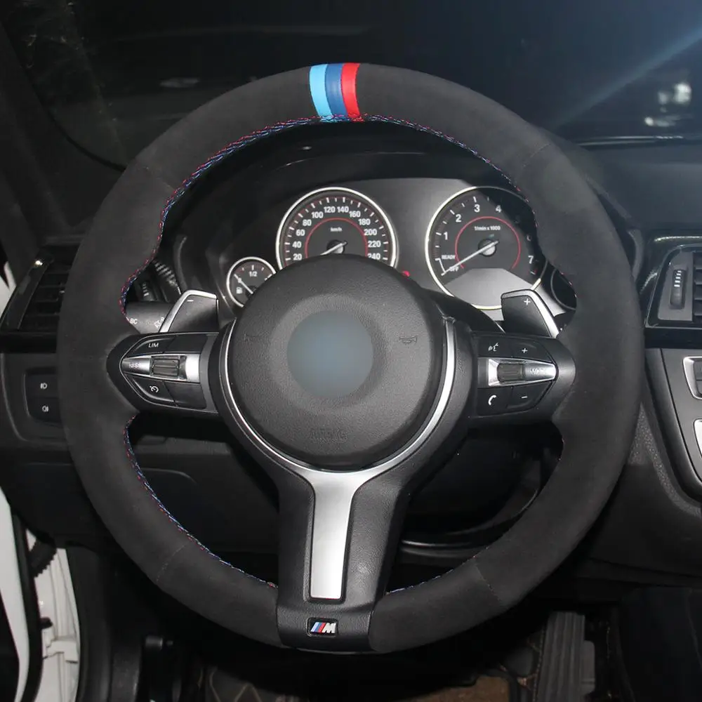 
Hand Make Stitch Black Suede Steering Wheel Cover for BMW F87 M2 F80 M3 F82 M4 M5 F12 F13 M6 F85 X5 M F86 X6 M F33 F30 M Sport 