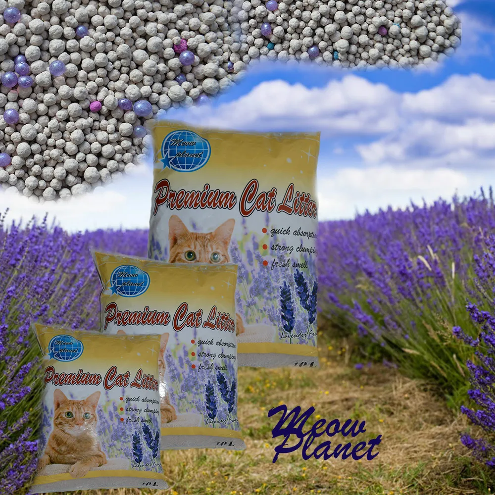 good quality scented with silica gel bentonite roll-on lavender scent for cats litter