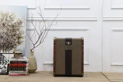 vintage PU exterior aviator range side table with wooden trimed