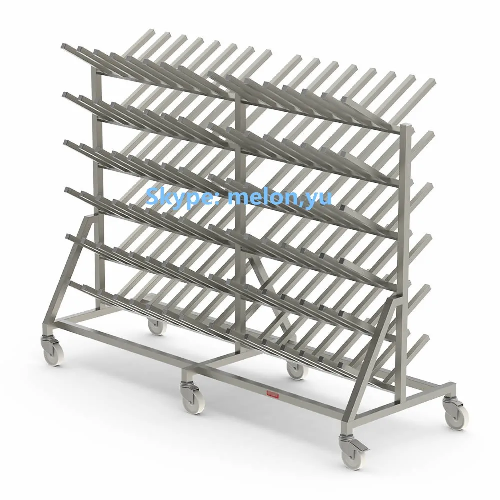 48 Pairs Double Side Stainless Steel Boot Rack With Wheels