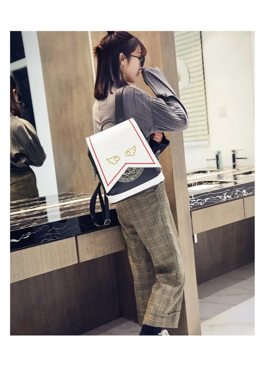 Anime Card Captor Sakura card captorUniform Wings Backpack