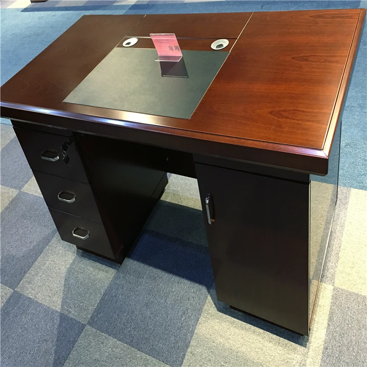 Mdf Veneer Executive Office Furniture Solid Wood Computer Table Boss Office Desk