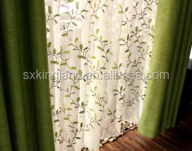 Special design sheer voile embroidery curtain fabric in keqiao supplier