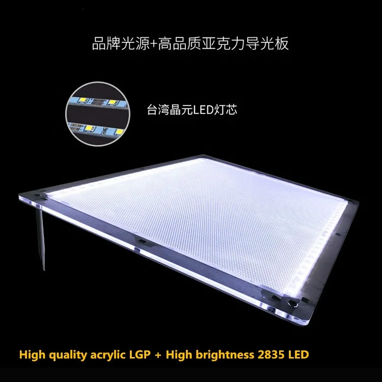 Acrylic Panel Edge-lighted Table Stand Led Crystal Light Box for Menu Display