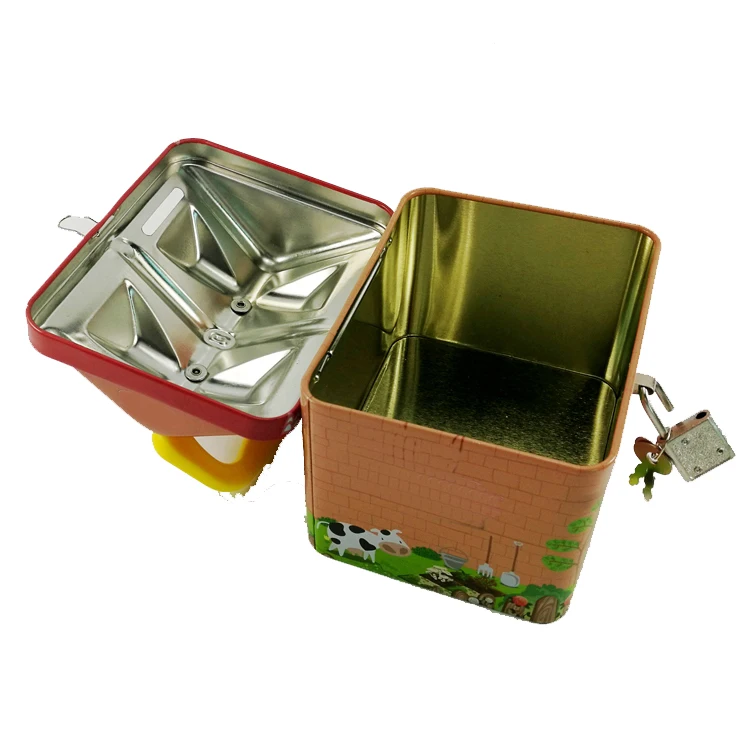 Color Graphic Metal House Shape Children Holiday Promotion Gift Money Saving Tin Box