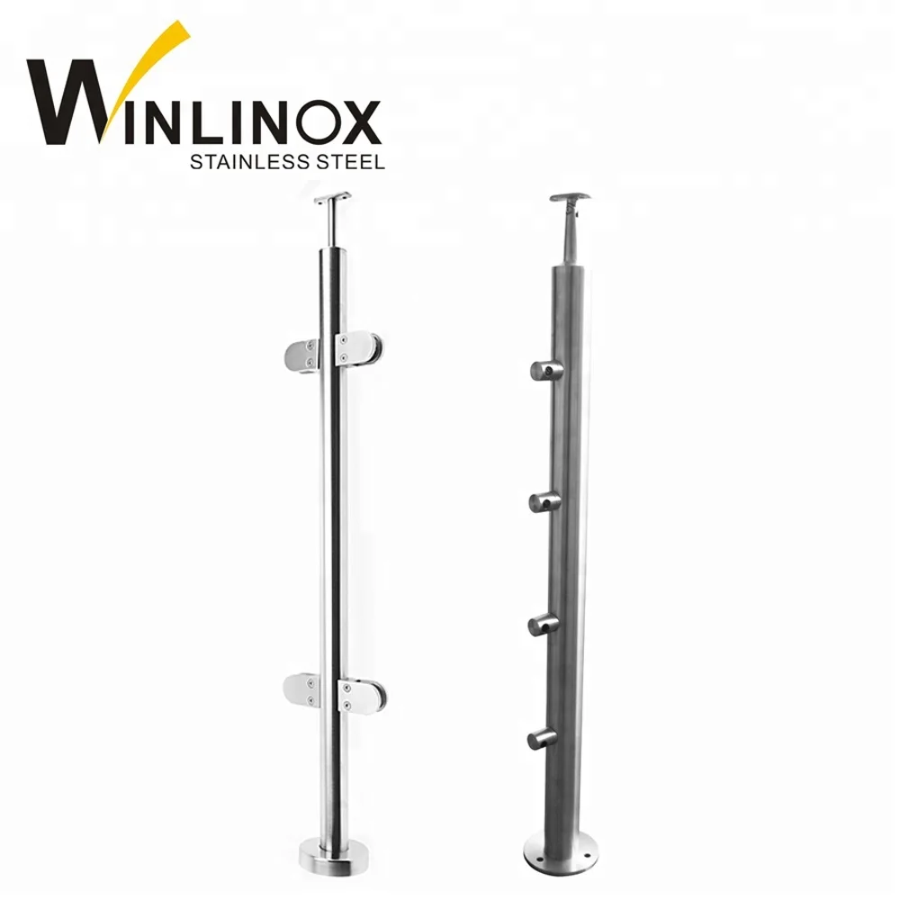 Outdoor stainless steel front porch railing designs with glass clamp