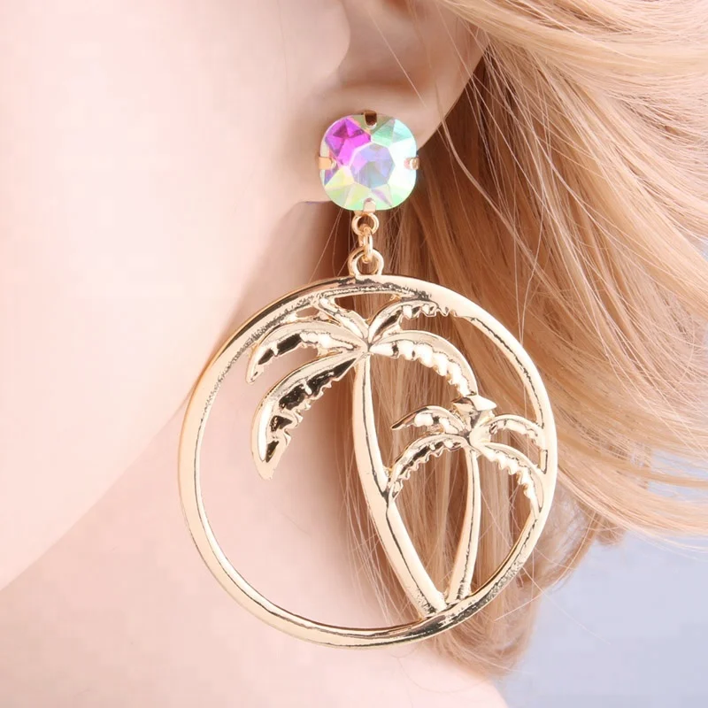 
NeeFu WoFu Drop Earrings Brand Crystal Earring Big Earring Fashion Coco Earrings Large Metal Long Brinco Oorbellen Gift 