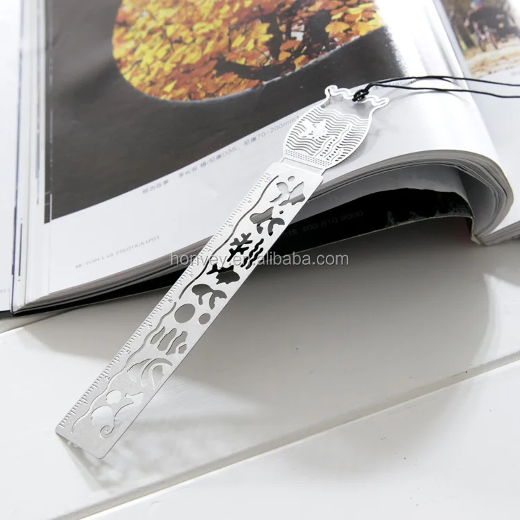 HONVEY Pack of 4 Creative Hollow MINI Cute Ultrathin Stainless Steel Bookmark Ruler Templates Stencil