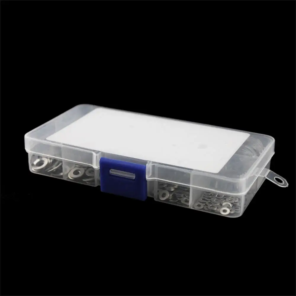 M2 M2.5 M3 M4 M5 M6 M8 M10 Stainless Steel Flat Washer Assortment Kits Plastic Box