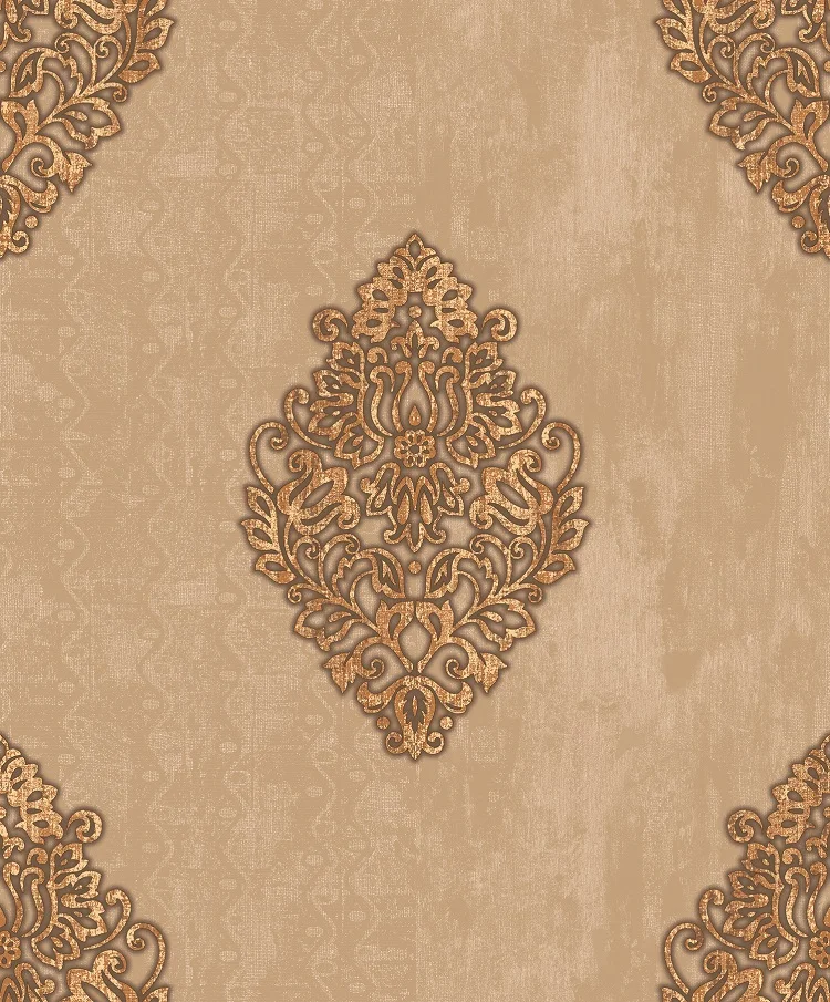 Exquisite Rhombus European Flower Design Waterproof Vinyl Wallpaper for Living Room