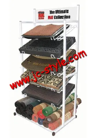 Supermarket metal cushion display stand for sales promotion/rolling carpets shelf display rack/retail store display shelf