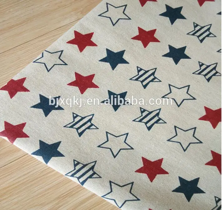 
Pure linen colorful stars printed soft linen cotton fabric with cheaper price 