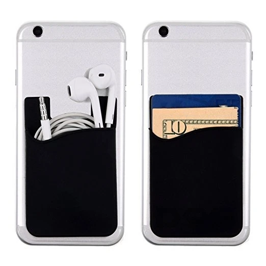 Custom LOGO Cell Phone Card Holder Silicone Phone Wallet Case with Adhesive