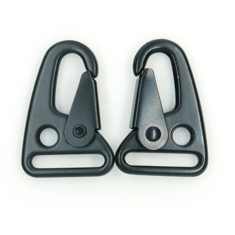 25mm Black Quick Release Short Military Army Strap Braid Spring Olecranon Carabiner Keychain Metal Snap Hooks Clip For Rifles