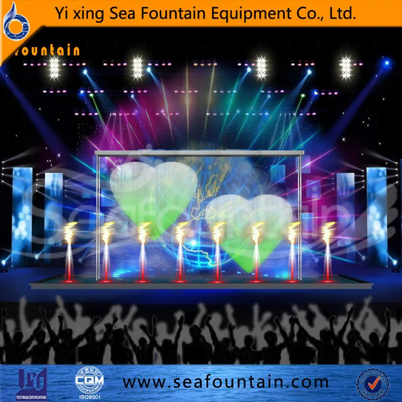 Fire mix water multicolored digital water curtain stage water screen