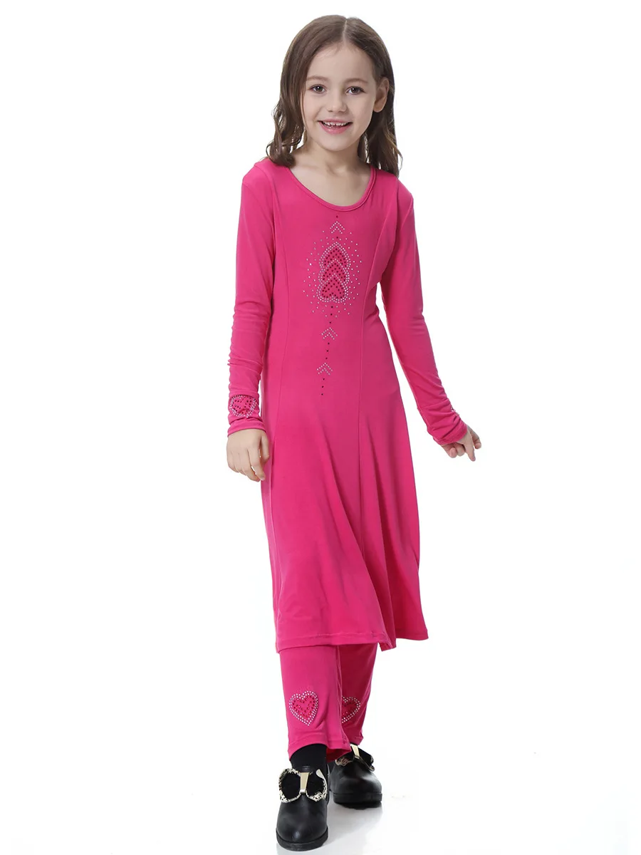 Wholesale simple style dress for muslim girls muslim clothes with dress and pants