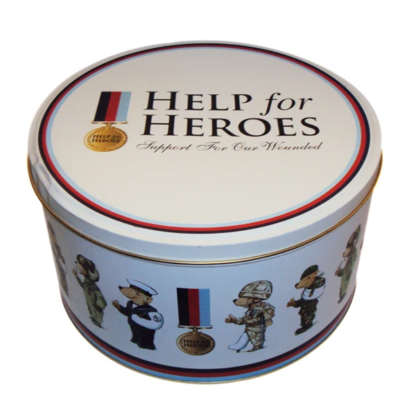 Free Sample factory bespoke logo print gift packing tin can metal cookie tin box