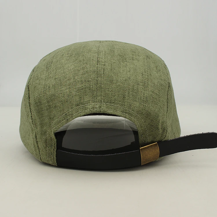 custom leather patch hemp camp 5 panel hat cap