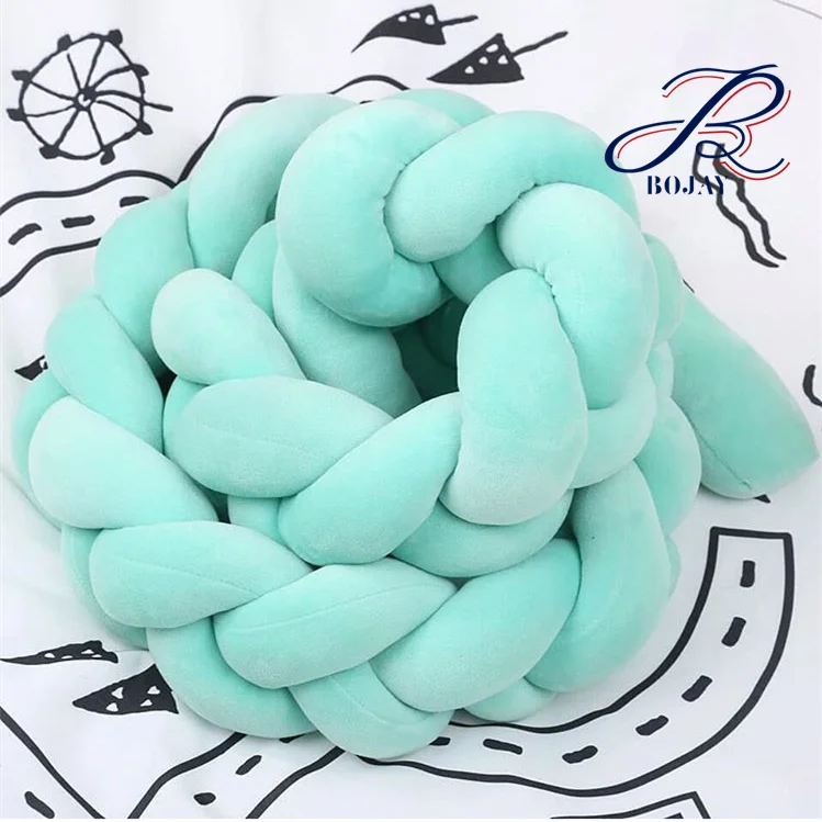 Bojay Three Braid Crib Bumper Chunky Knitted Knot Pillow Mixed Colors Giant Knit Baby Bedding Cradle Baby Crib Bumper
