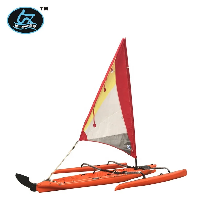 new designed plastic non-inflatable outrigger trimaran canoe&kayak&boat for sale