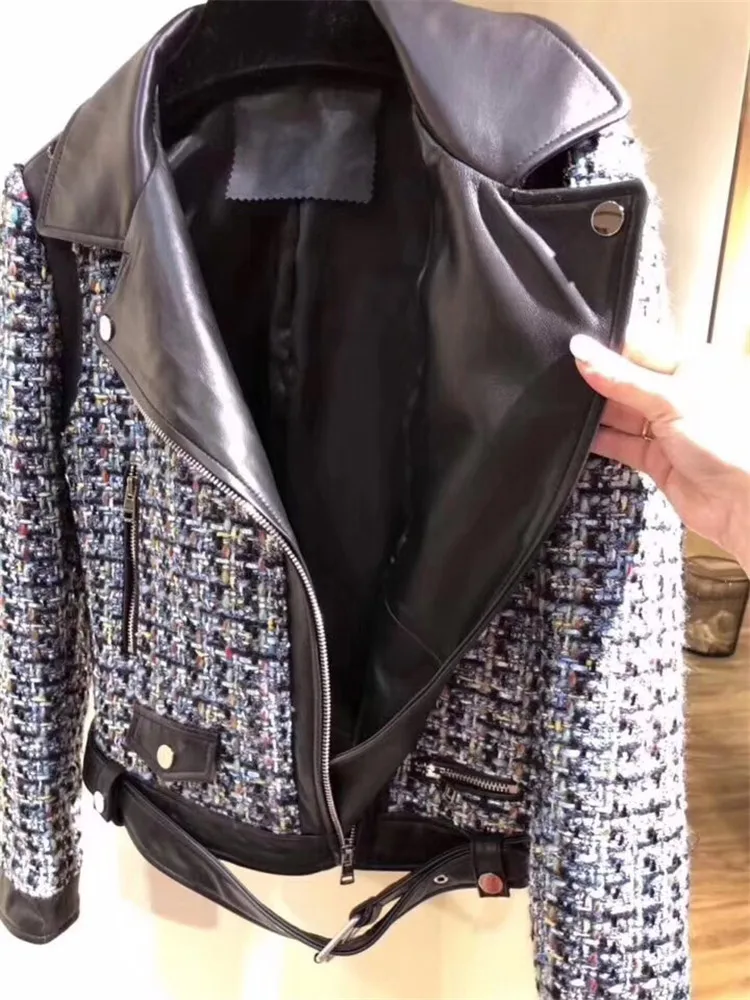 New Style Winter Genuine Leather Coat Women Fashion Soft Slim Leather Jacket