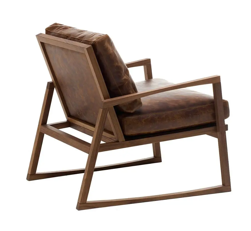 York 1 seater armchair in vintage brown leather / Classical leather chair