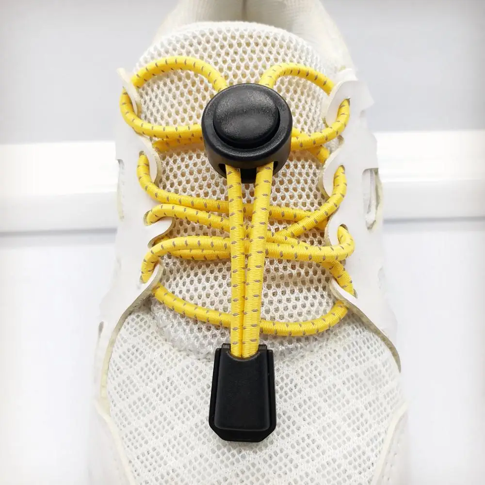 High quality 3mm color reflective lock shoe laces with custom logo printed