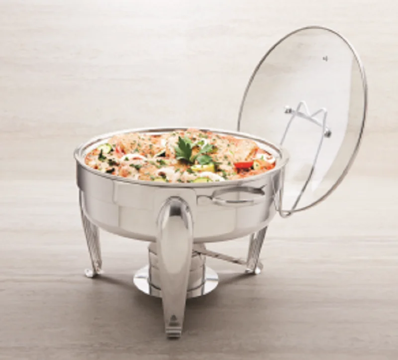 Stainless Steel Round Chafing Dish And Food Warmer With Glass Lid