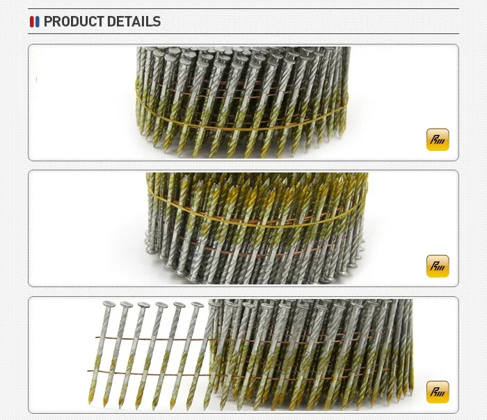 Low Carbon Steel Building 70mm Wooden Screw Spiral Shank Wood Pallet Coil Nails Coil Wire Framing Nails