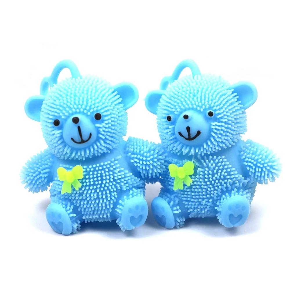 
Healthy puffer ball stress relief blue tpr soft teddy bear toy 