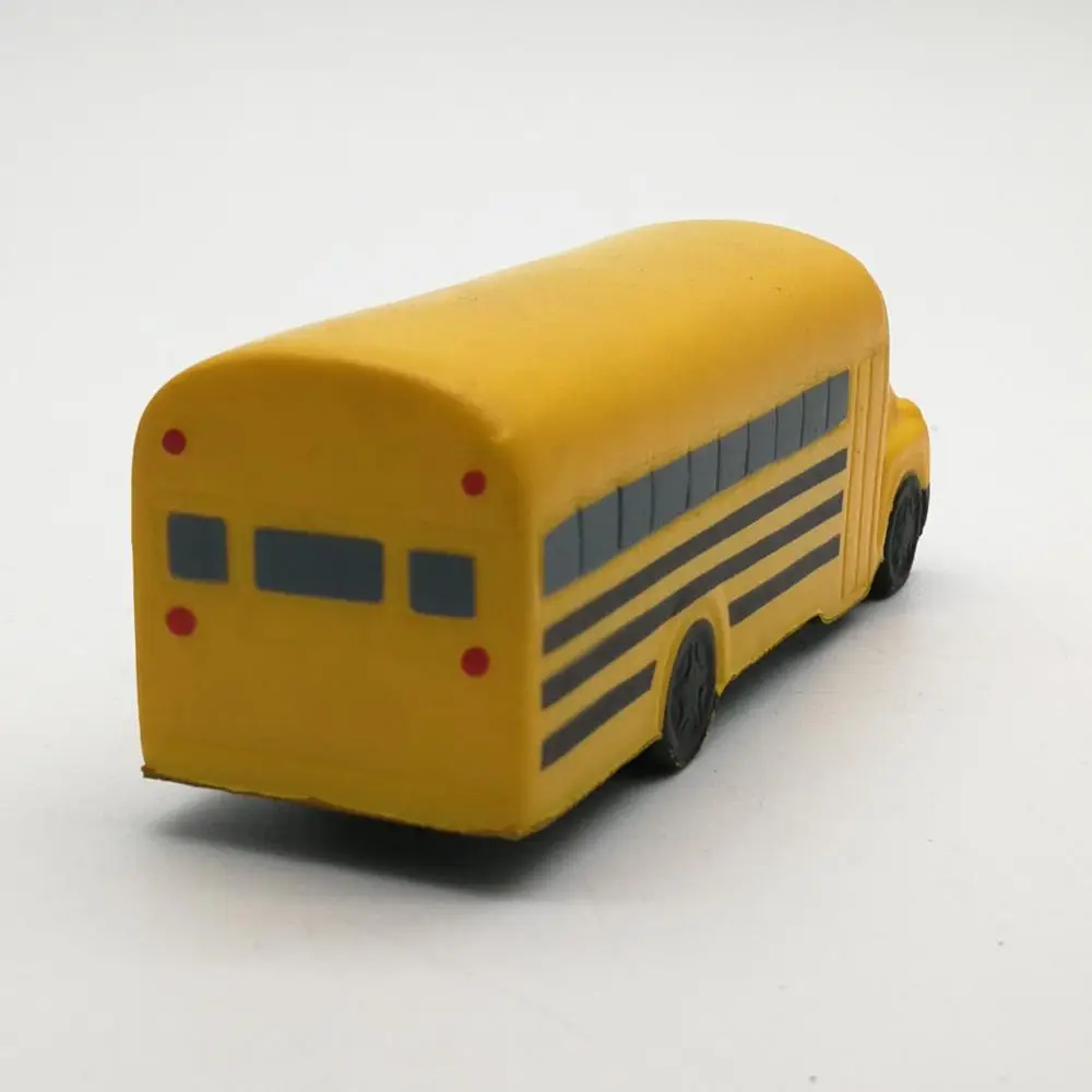 Hot sale Promotional PU Stress Reliever and Foam Squeeze Transportation Toy School Bus with customized logo