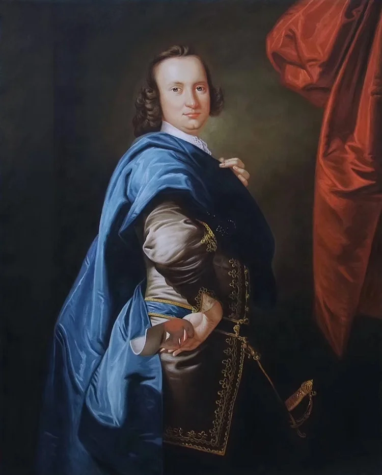 Handmade museum Quality Figure Reproduction Sir John Abdy Bt Thomas Hudson Oil Painting on Canvas