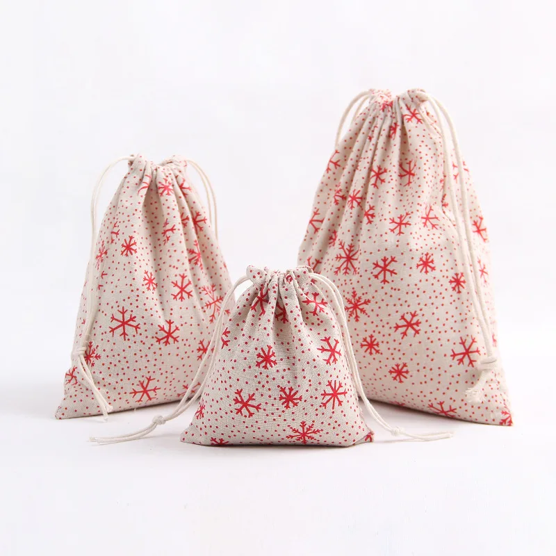 Wholesale eco-friendly small cotton canvas drawstring bag christmas gift bags santa bags