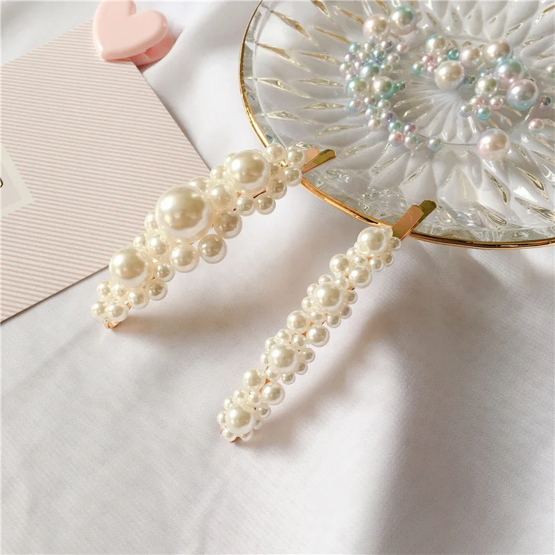MR001 Barrette Jewelry American Korean fashion hairpin manual pearl beads Flower hair Clip delicate bobby pin for girl wholesale