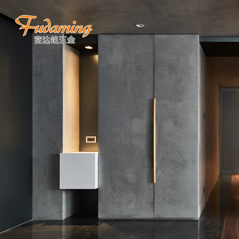 Black and golden  invisible punch free long handle for cabinet wardrobe and closet door