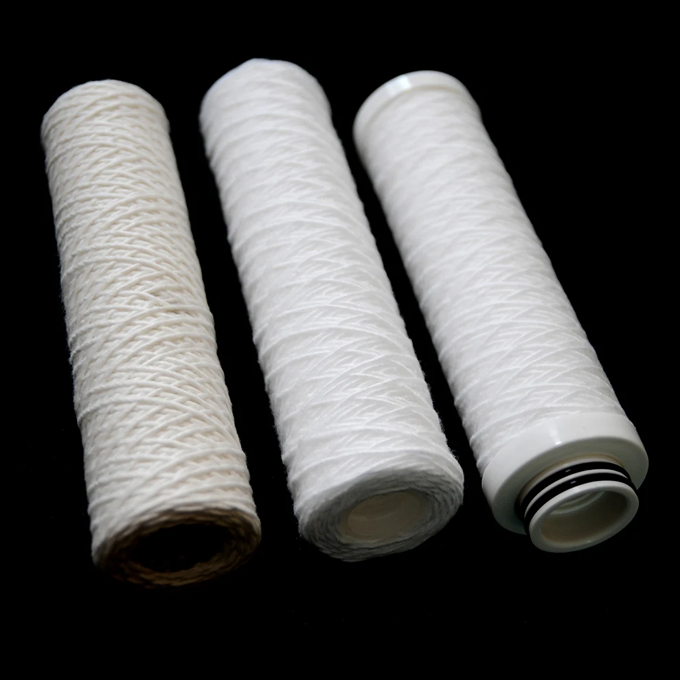 Food grade 5/10 inch 1 micron pp yarn pp core /bleached cotton pp core/ glass fiber ss core string wound water cartridge