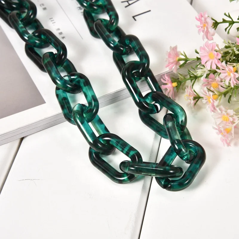 
Fashion Clear U shaped 40*25mm Acrylic Chain Transparent Plastic Resin Chain Necklace Bag Accessories for Women Shoulder bag 