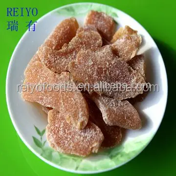 
dried crystallized red black ginger in small packs 